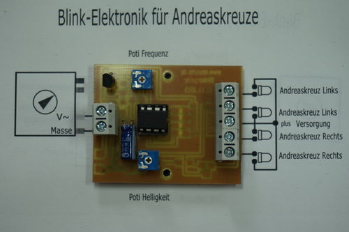 Blinkelektronik für 4 Andreaskreuze